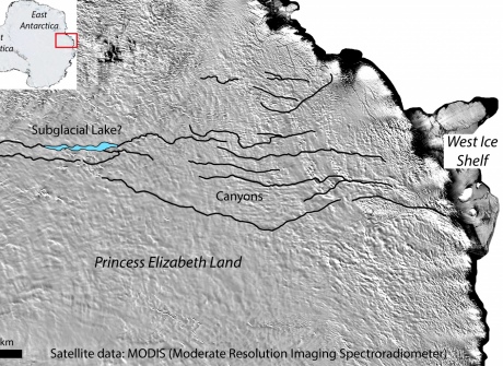 Location of the possible canyon