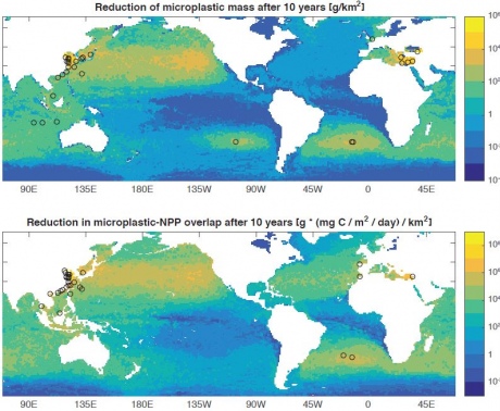 Maps of the optimal plastic collector locations