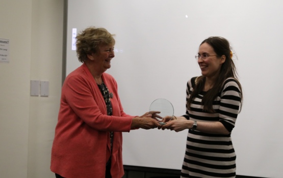 Dr Agnieszka Brandt-Talbot receives the William Wakeham Award from Dame Julia Higgins