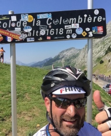 Steve under the Colombiere road sign