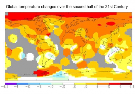 Global temperature changes over the second half of the 21st Century