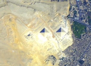 The pyramids of Giza from directly above