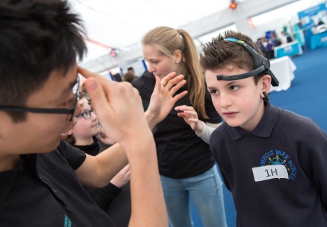 Pupil wearing headset