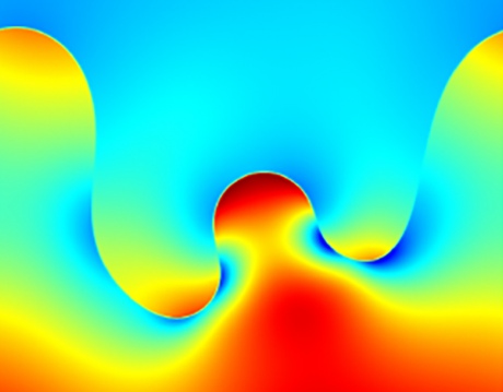 Computation showing liquids mixing as a recult of electrohydrodynamics