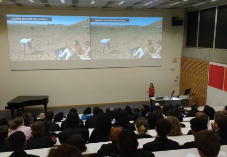 Jennifer speaking to year 10 and 11 students 