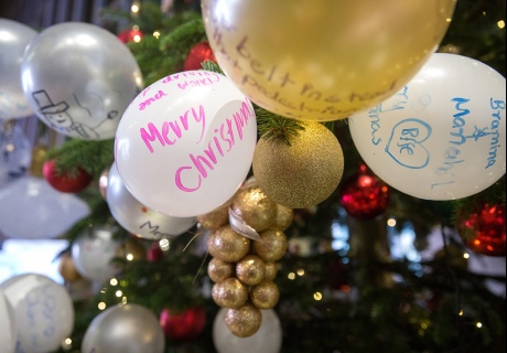 Festive balloons were blown up with guests' air and pollution concerns