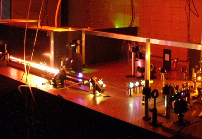 Apparatus for compressing high intensity femtosecond laser pulses to a few optical cycles in duration in Prof John Tisch's Attosecond Laboratory in Physics Department.