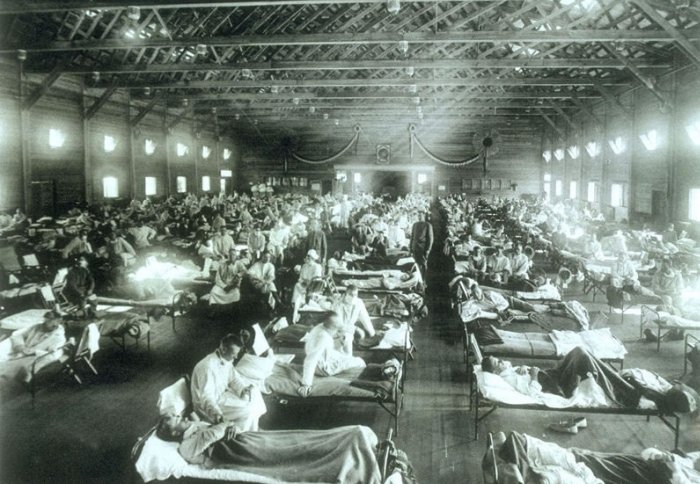 American soldiers ill with Spanish flu in 1918