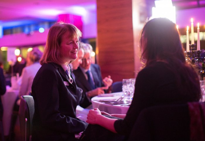 Professor Alice Gast, President of Imperial, celebrates with guests at the Gala Dinner 2015