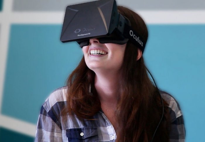 Image of lady wearing Oculus Virtual Reality goggles