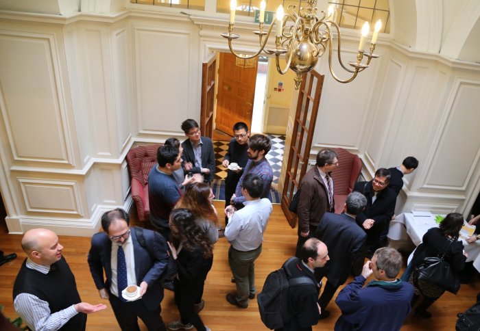Researchers network at the launch