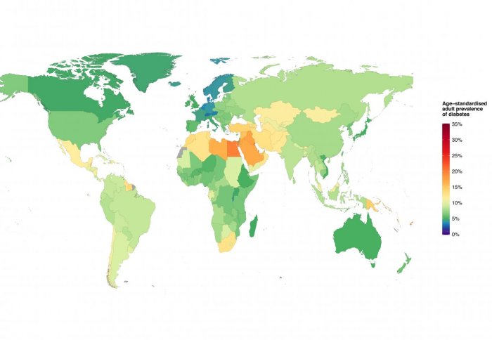 Diabetes map of the world