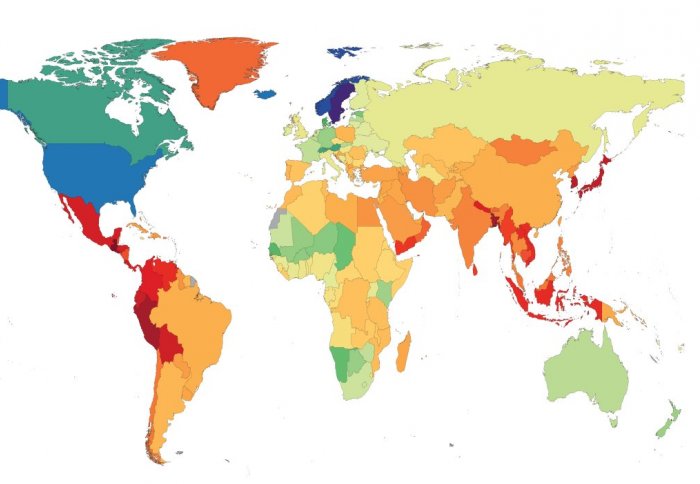 World map of height