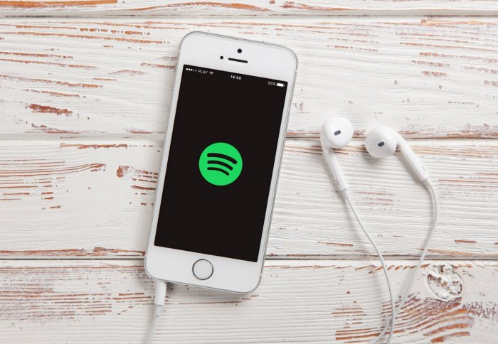 Phone with Spotify app open