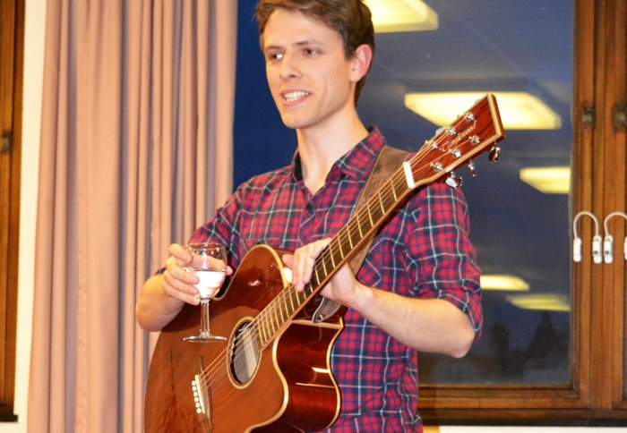 Simon Pocock with his guitar