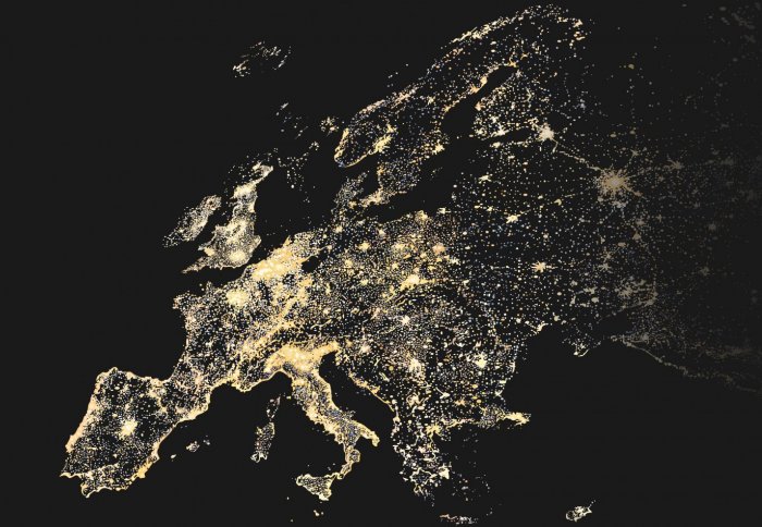 Map of Europe at night
