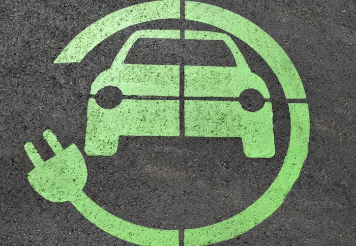 EV charging symbol on the ground