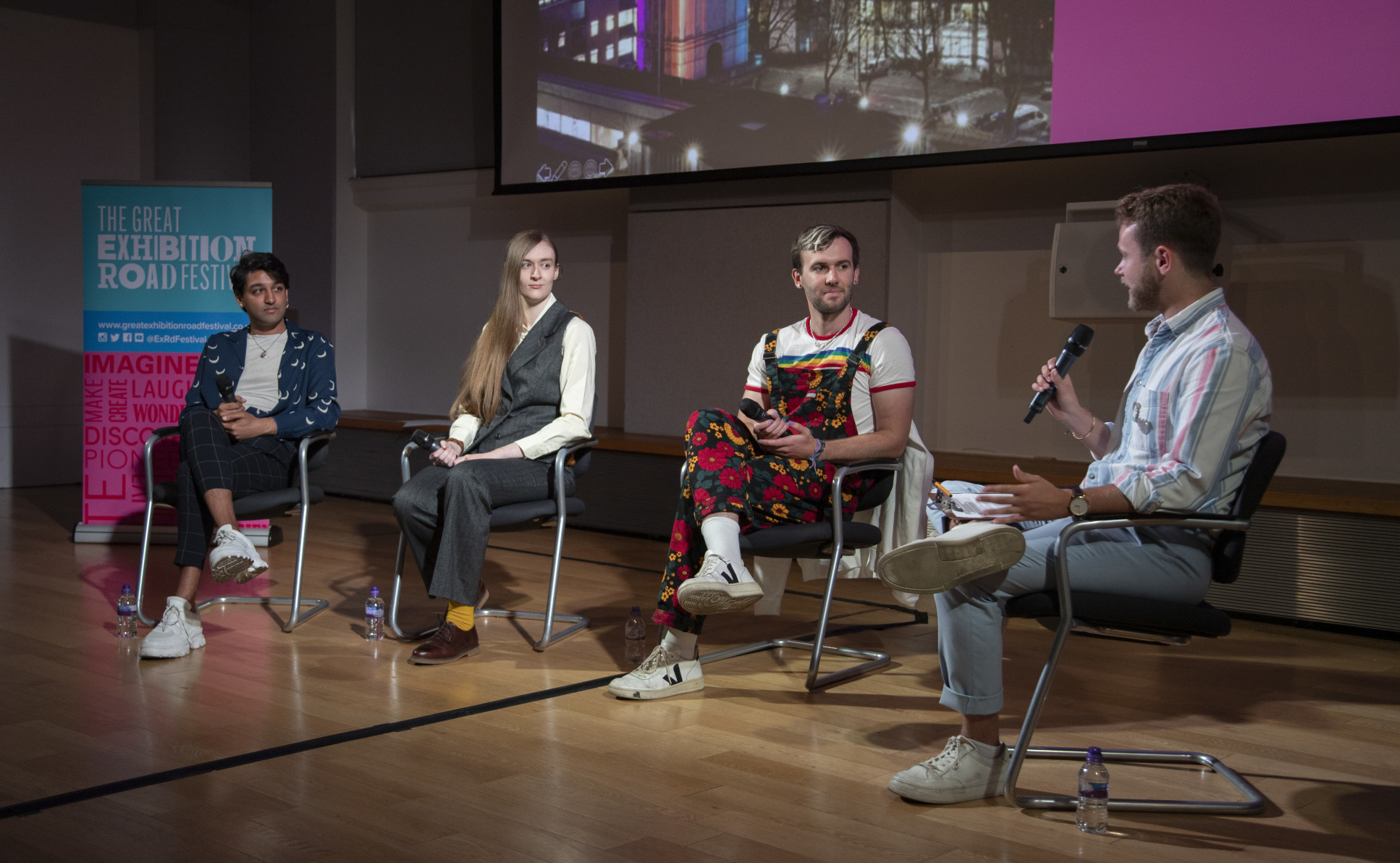 Four panellists talking at the Great Exhibition Road Festival