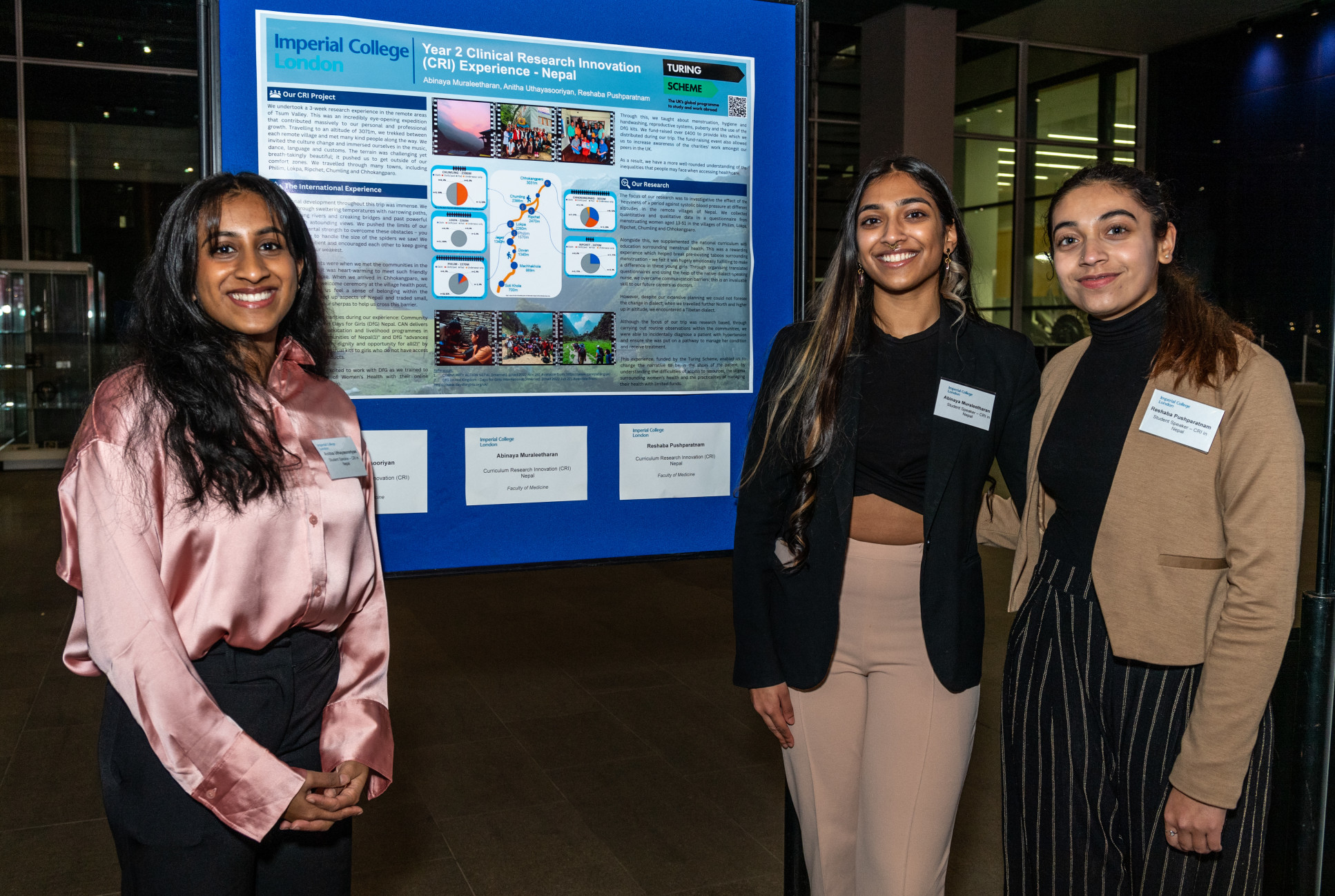 Students standing next to poster