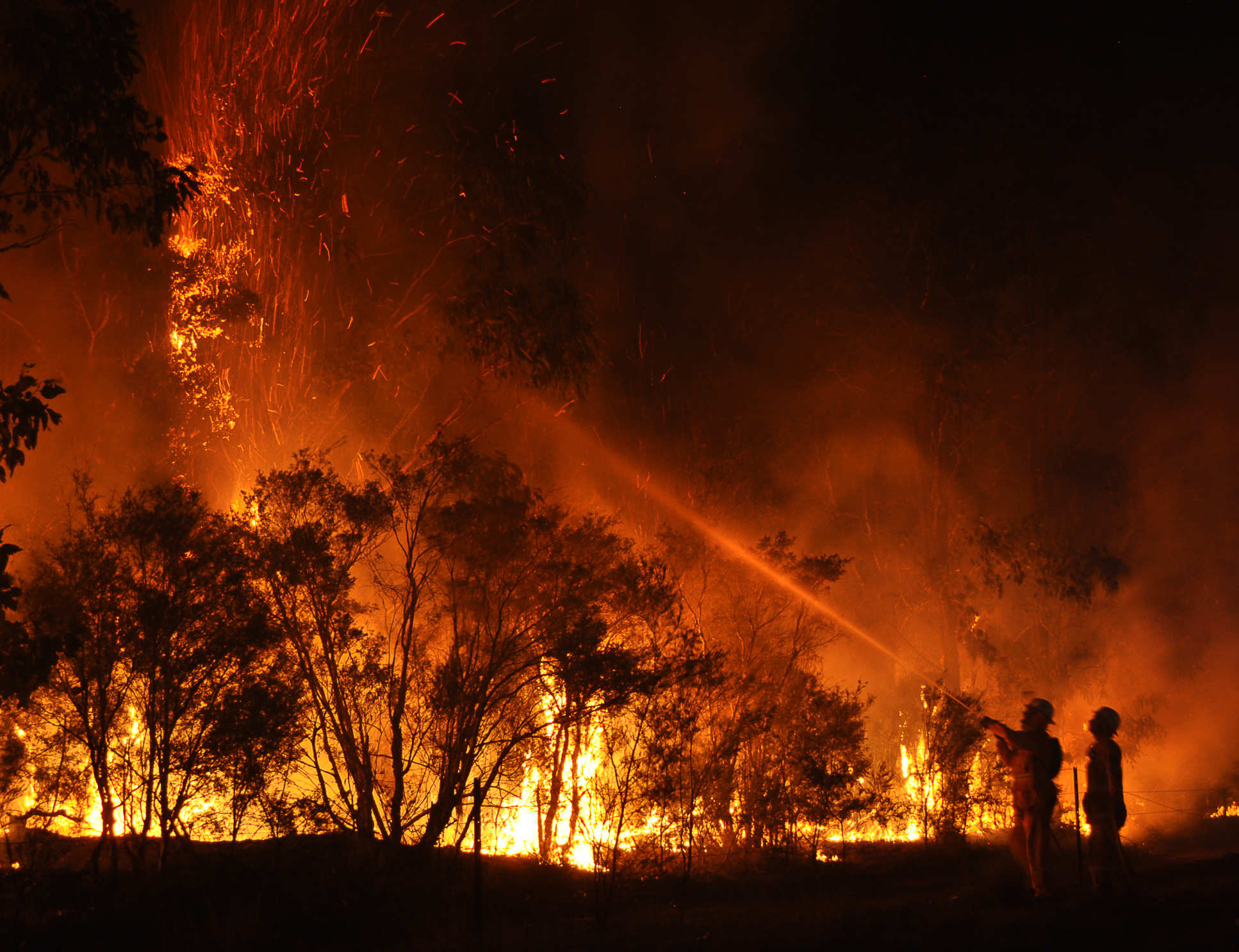 Firefighters fighting a fire