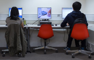 Students at computer bank
