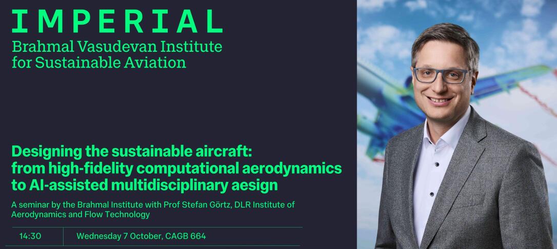Professor Stefan Goertz alongside the title u201cSustainable Aircraft Design: Computational Methods, AI and Emerging Technologies.