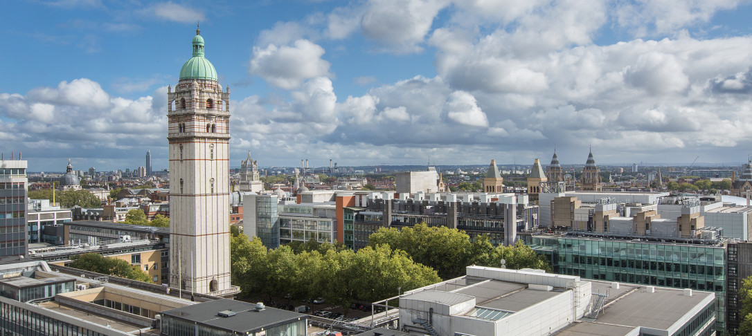 Aerial evening shot of south kensington campus