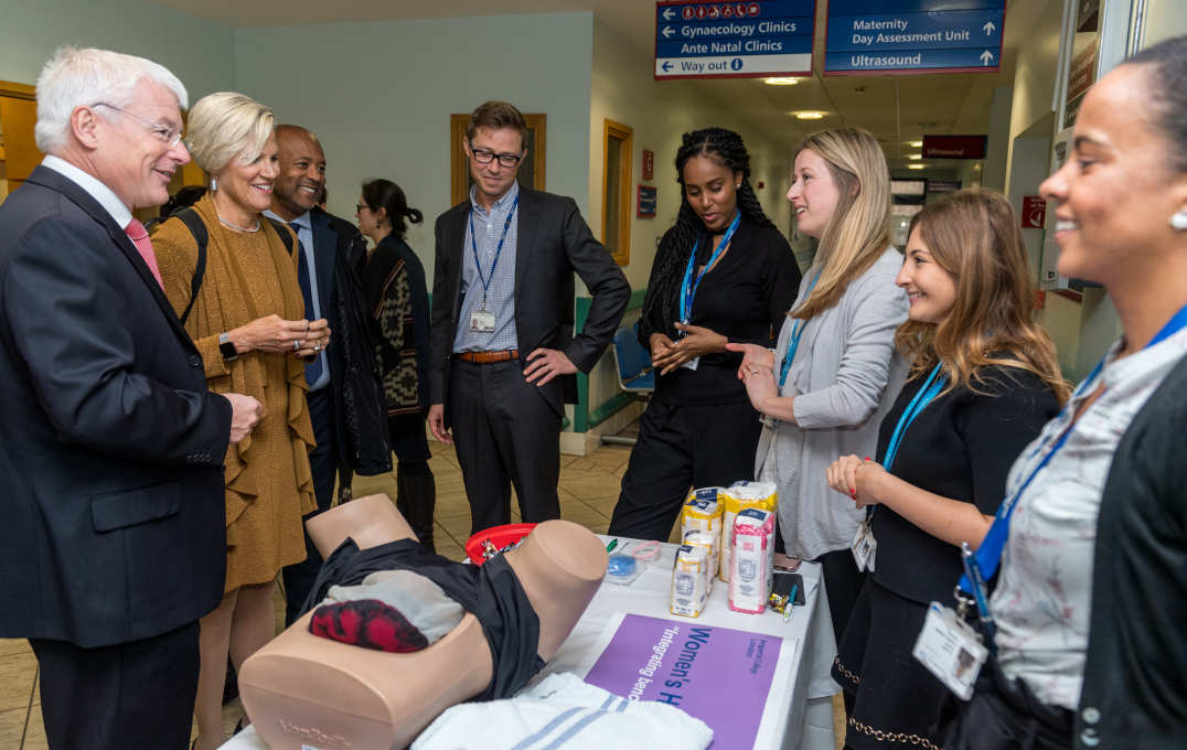 The team are shown a simulation of a pregant woman. 