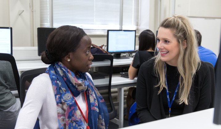 Teacher with students