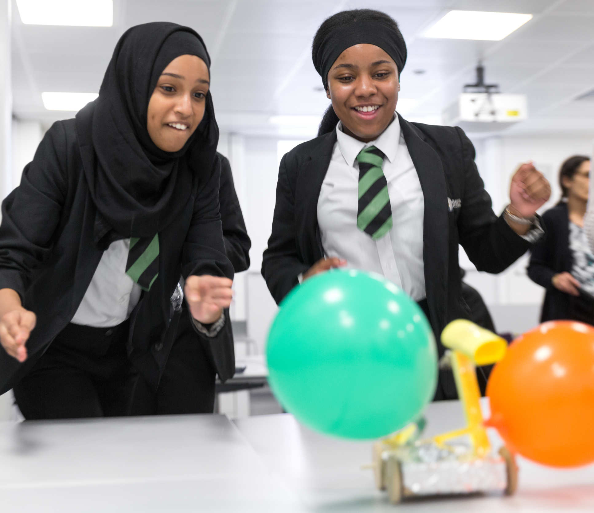 Two pupils build and test their Mars Curiosity-style rover