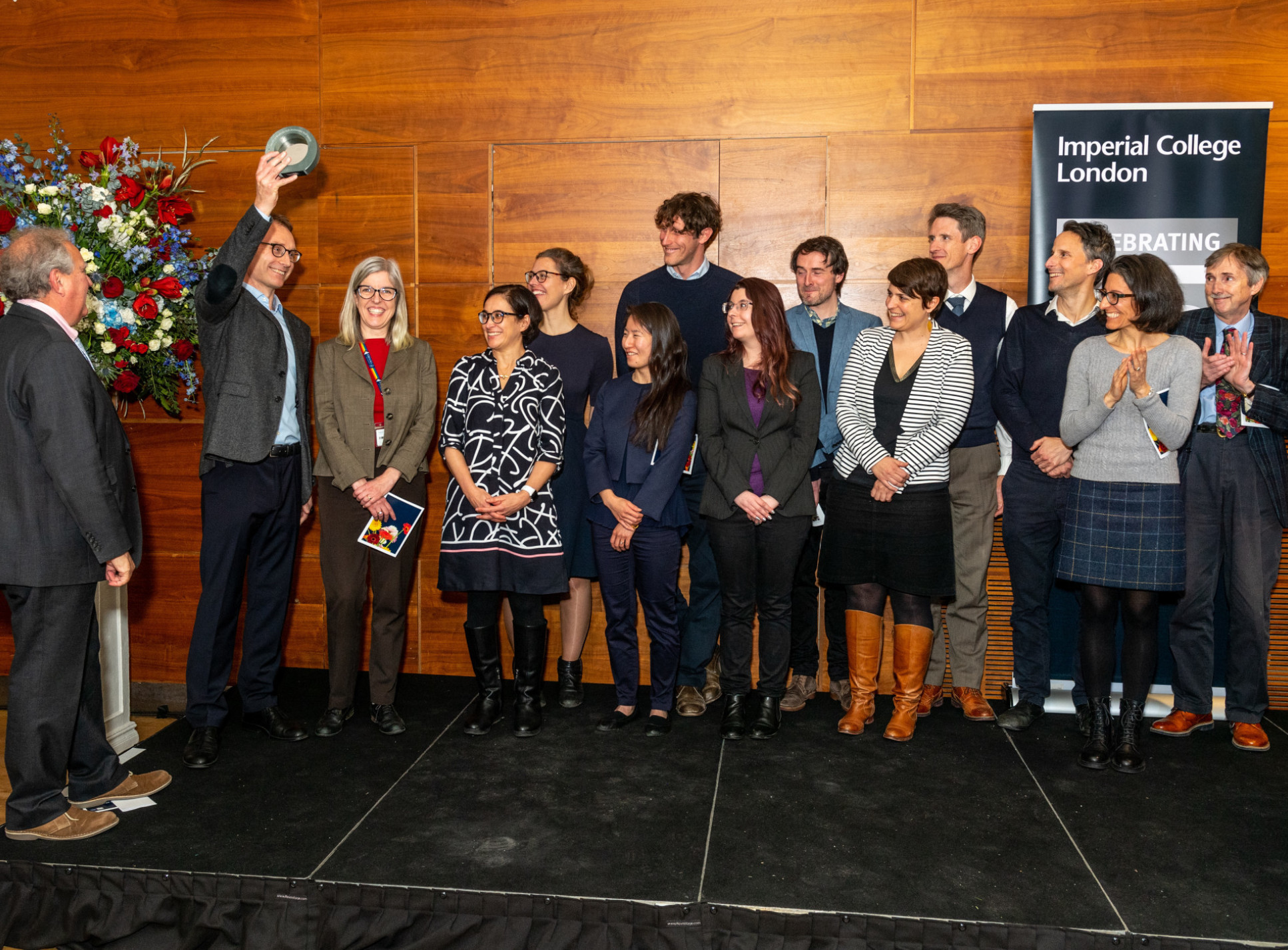 Members of the MRC Centre for Global Infectious Disease Analysis collecting an award at the ceremony