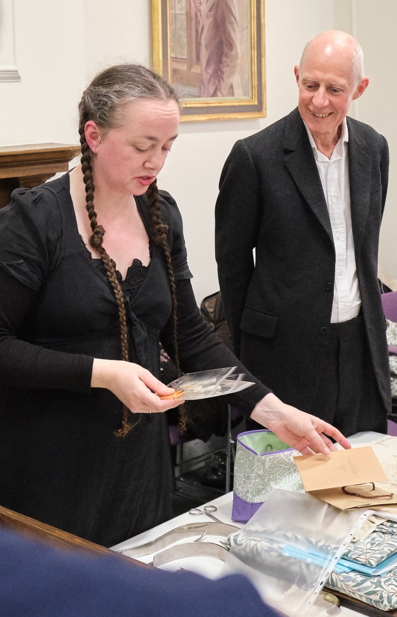 Professor Roger Kneebone with lacemaker Fleur Oakes