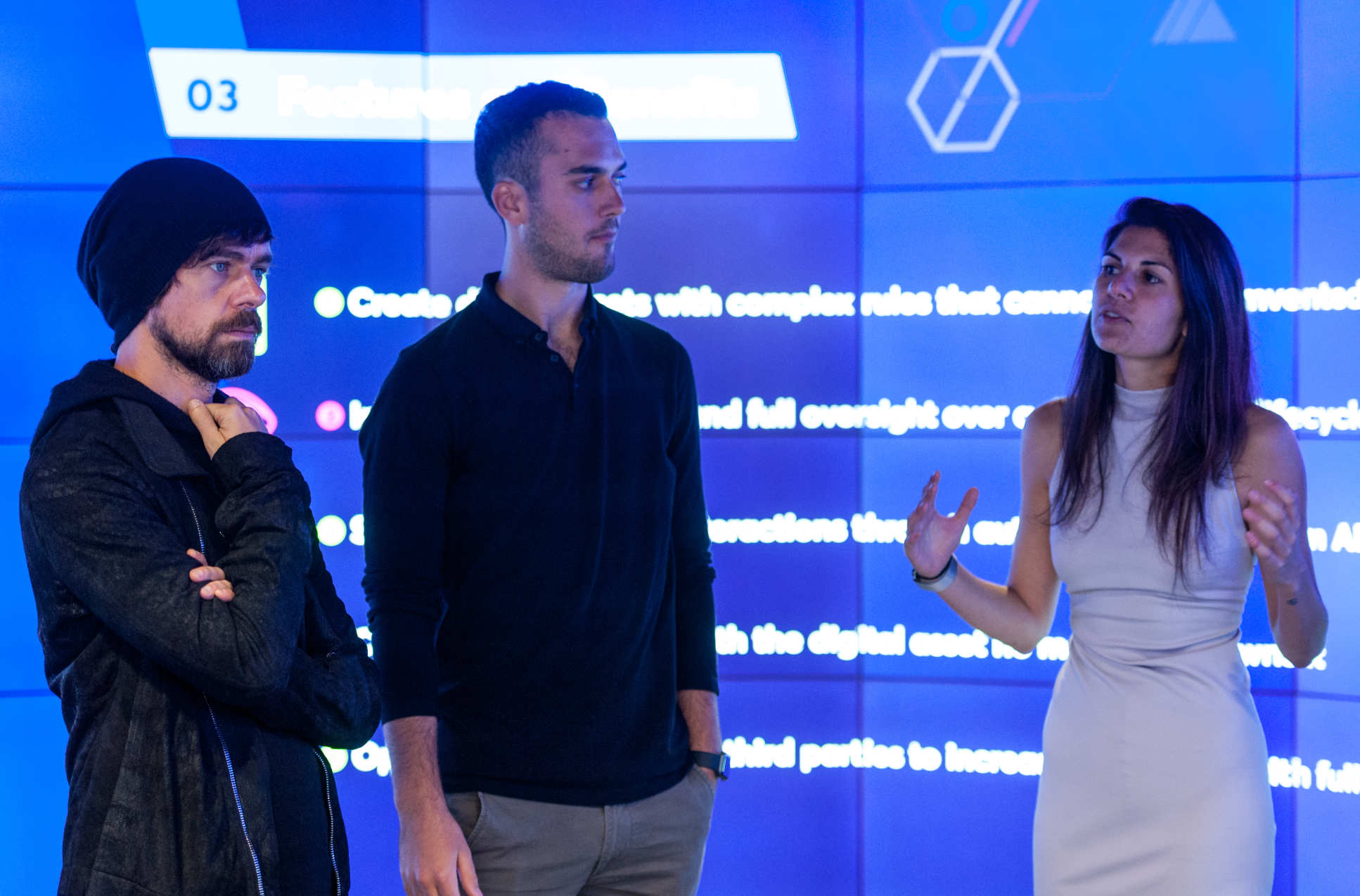 Annika Monari and Alan Vey explained Aventus to Jack Dorsey