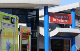 Outside an Accident and Emergency department in hospital