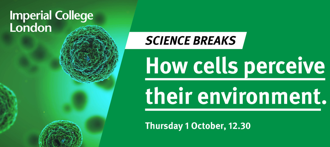 Event banner showing the title of the event with an image of cells on a green background