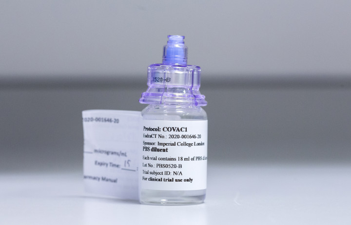 Photo of a small bottle containing the Imperial vaccine candidate