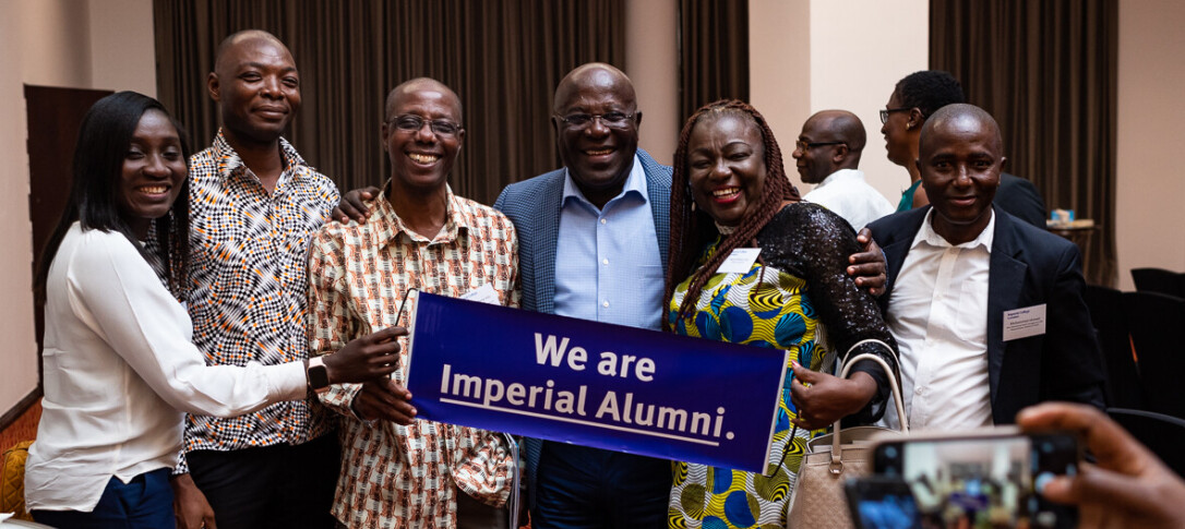 Alumni standing together at a recent event in Accra