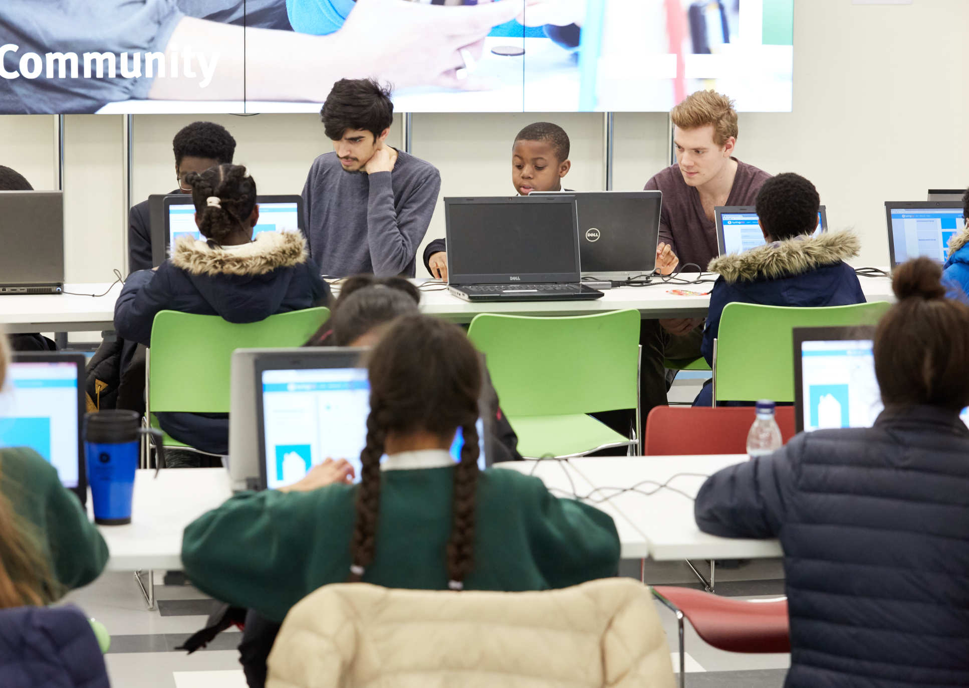 Code lab pupils working on their projects