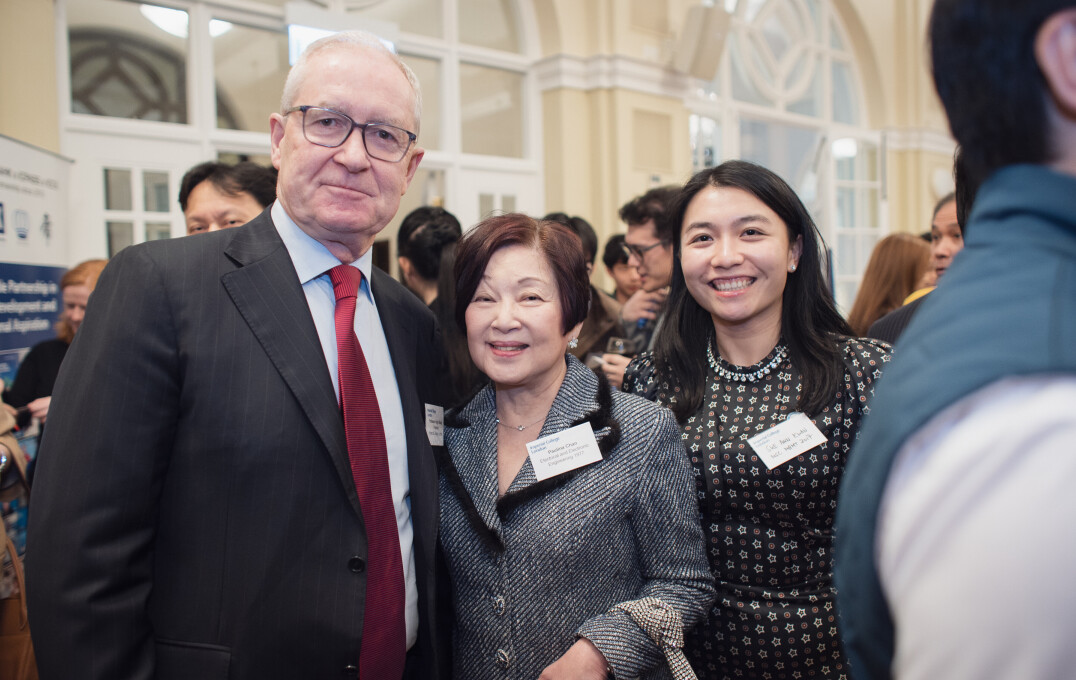 President Professor Hugh Brady alongside Imperial alumni at the Alumni Reception in Hong Kong