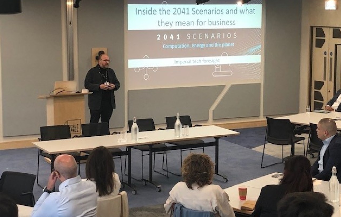 Nick Price welcomes guests to Imperial Tech Foresight 2041 Scenarios event, June 2022