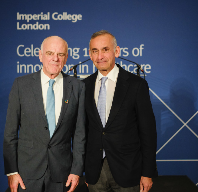 Prof Nabarro and Prof Darzi stand side by side