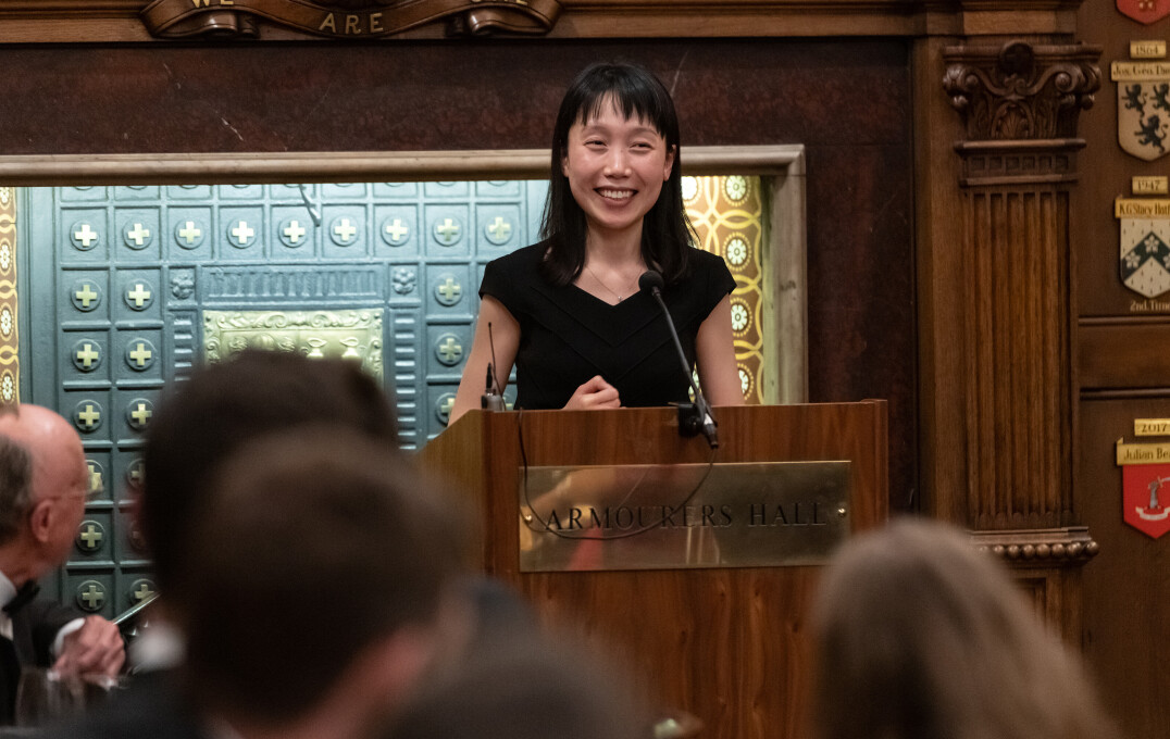 Dr Ann Huang giving a speech during the dinner