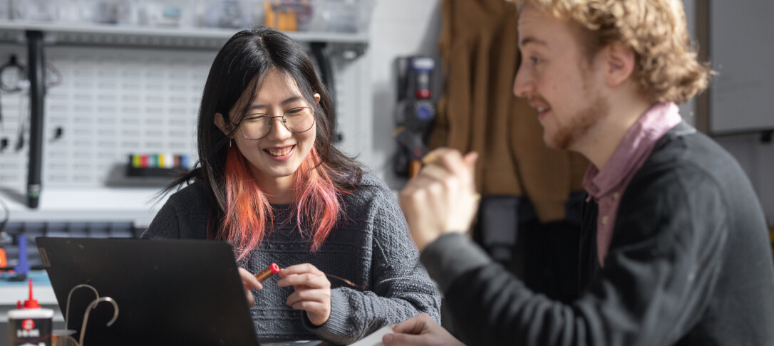 Student in dyson school working on project