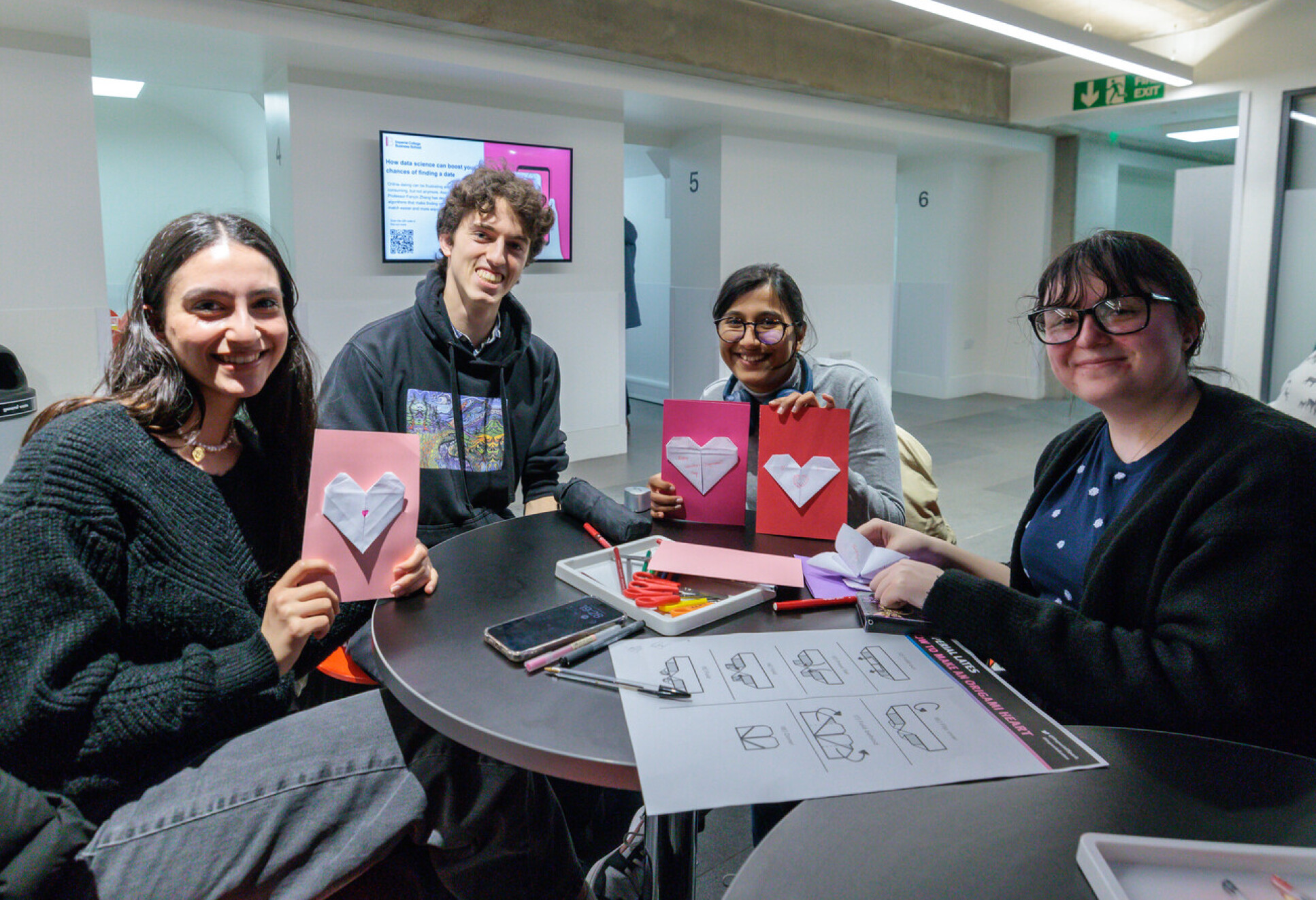 Visitors making valentine's day cards