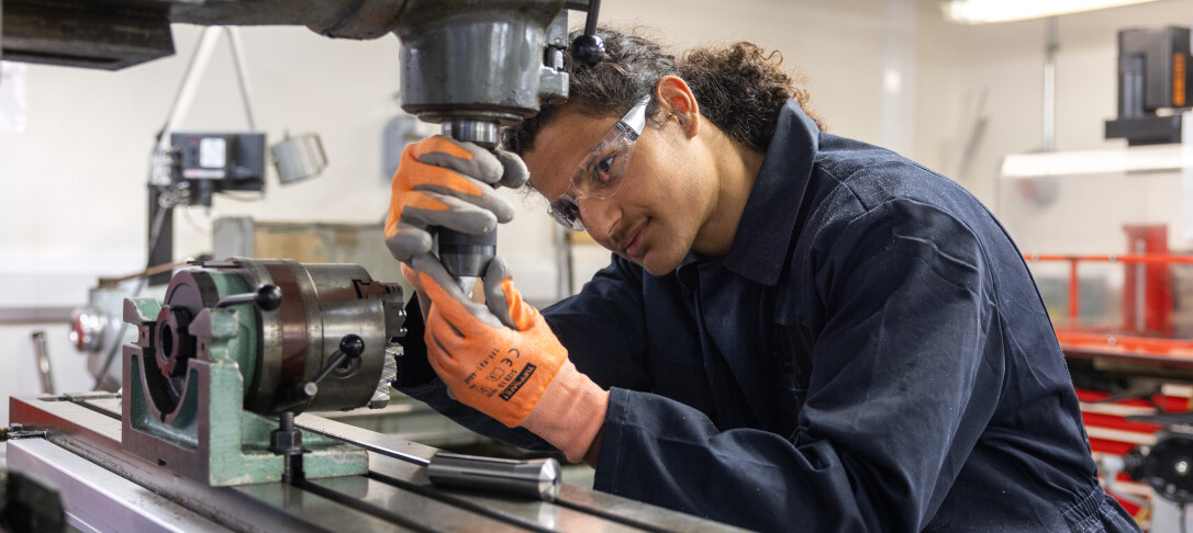 Aeronautics Student using machinary