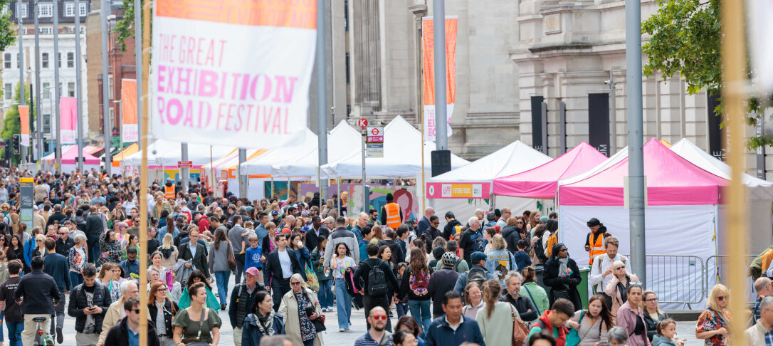 A crowd of people on Exhibition Road