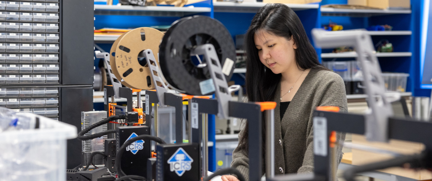 A student working in an engineering lab