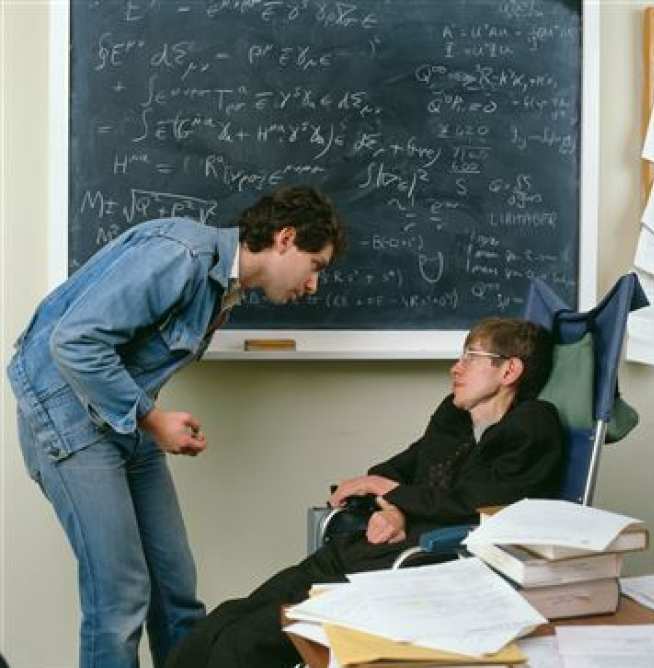 Professor Chris Hull with Stephen Hawking in his student days