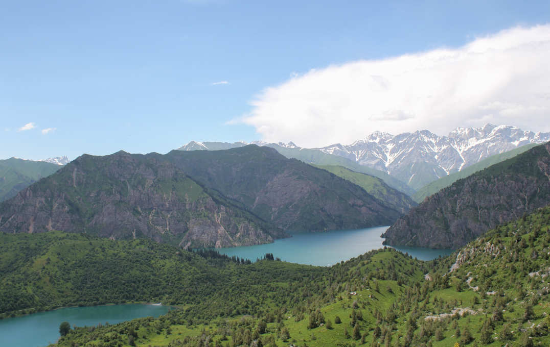 Mountain and lake forested landscape