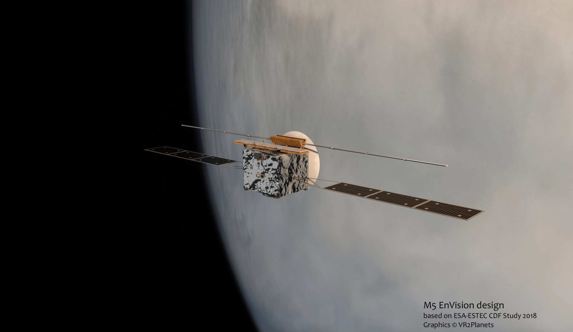 An illustration of the EnVision spacecraft